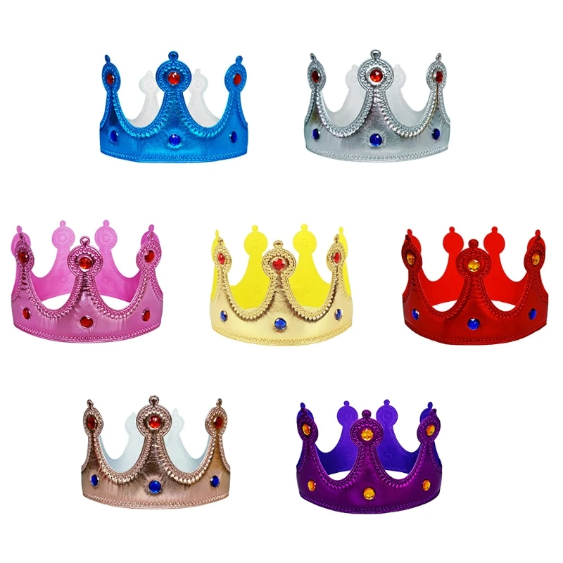 

C5AA Shiny Party Crown Hats for Birthday Wedding Celebration Cosplay
