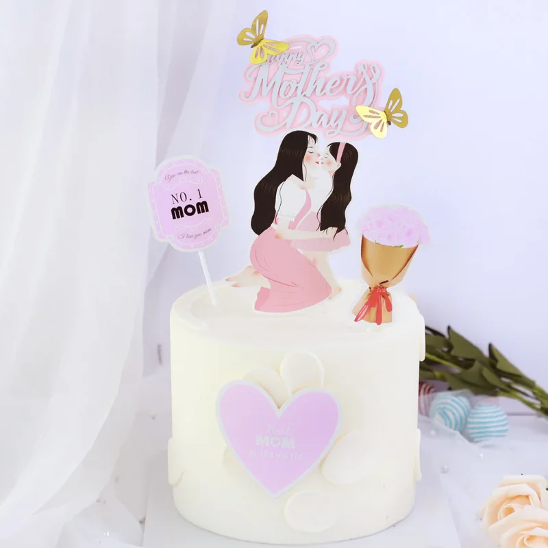 Baking Cake Decoration Happy Mother's day Thanksgiving Father's Day Suit Bow Tie Topper Birthday Card Decor Kids Favor | Дом и сад