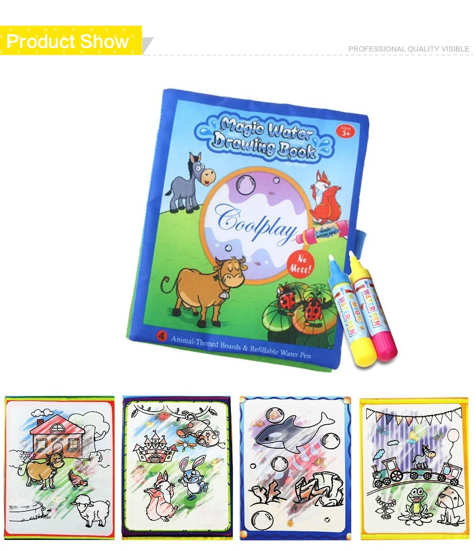 Coolplay 21*17 см Животные водная книга для рисования и 2 волшебные ручки Водная раскраска доска каракули коврик развивающие обучающие игрушки для детей