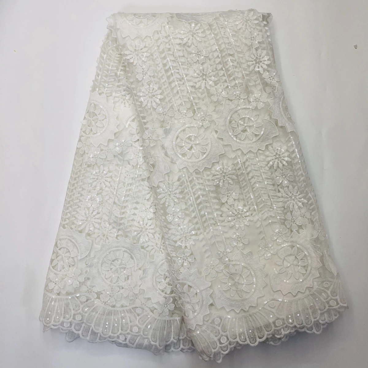 

5 yards High quality African sequins lace fabric 3d flower wedding Nigerian occasional sewing wear for Wholesale & retail HY0143