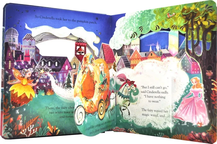 Детская книга Usborne Peep Inside сказка Золушка учим английский 3D лоскут картина книги с