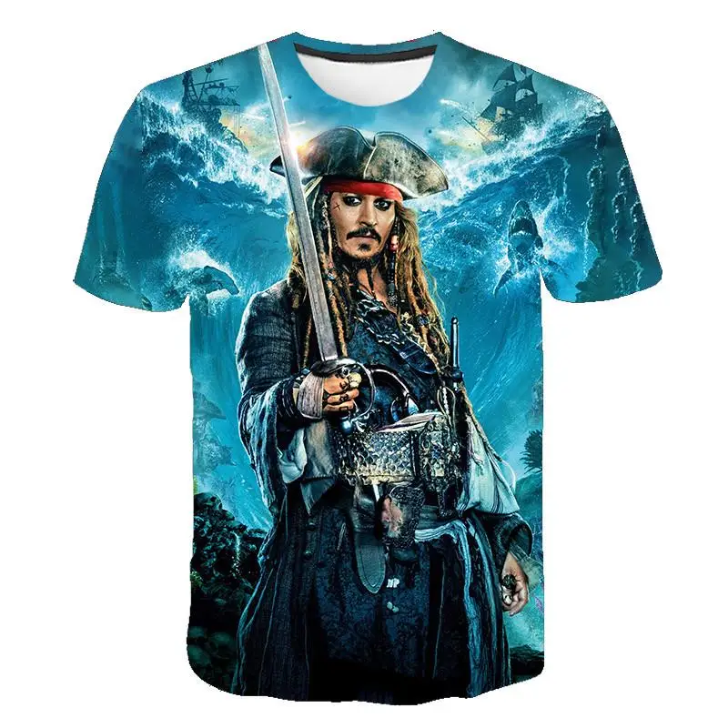 Новинка забавная футболка Мужская фильм Пираты карибы Джек Воробей с 3D принтом
