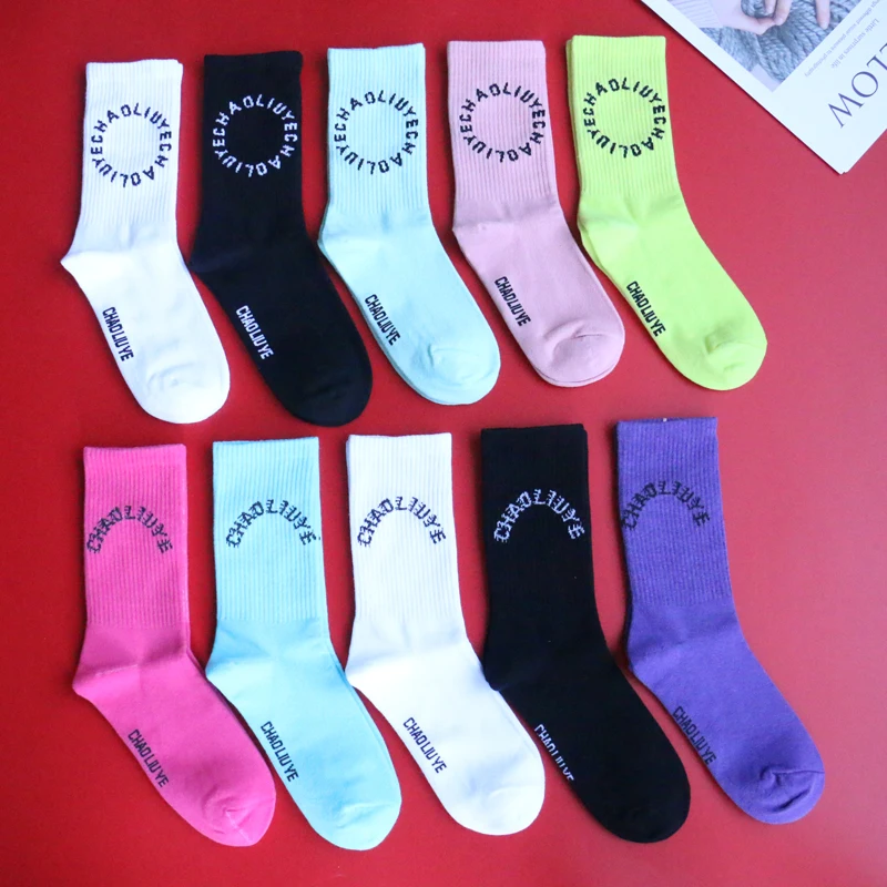 

Original socks for men and women ins trend Japan and South Korea street hip-hop personality tube letter color long and thin styl