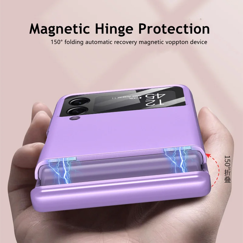 case for samsung galaxy z flip 3 5g magnetic hinge full protection cover camera glass hard plastic back case for z flip3 free global shipping