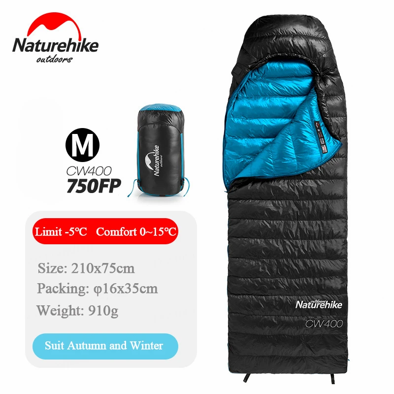 Winter M Black Naturehike CW400 спальный мешок с белым гусиным пухом, зимний теплый спальный мешок s NH18C400-D - Цвет: Winter M Black