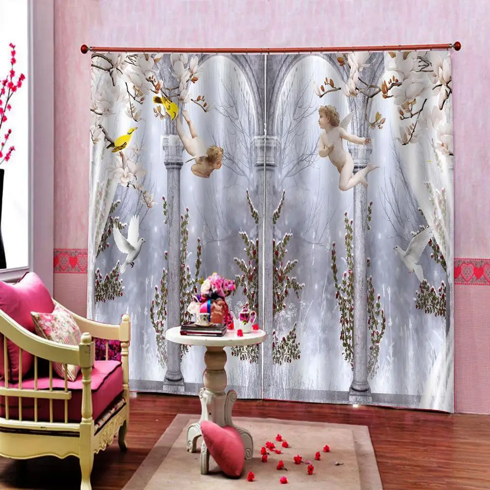 Roman 3D Curtain Luxury Blackout Window Living Room angel curtains | Дом и сад
