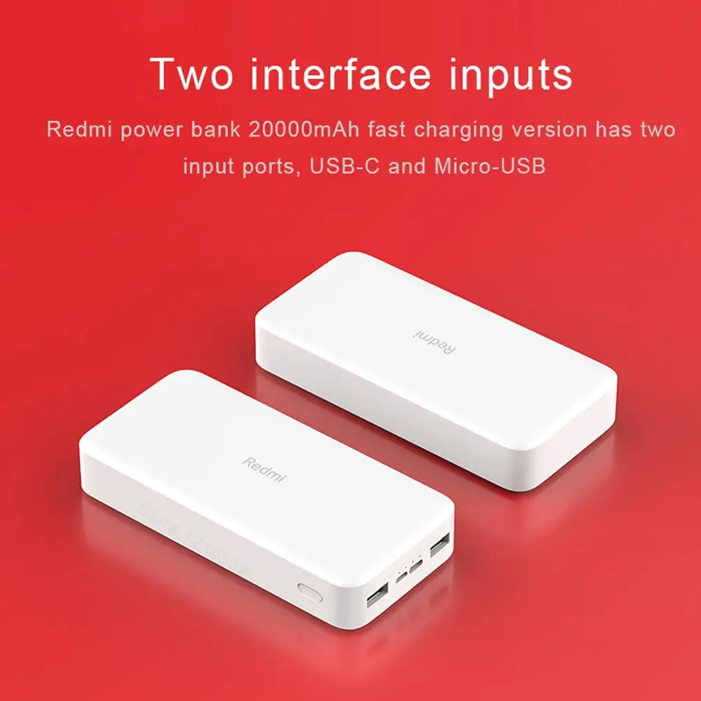 Xiaomi Redmi Power Bank 10000 / 20000 мА/ч USB C 74Wh 3 7 V двухсторонний Максимальная 18 Вт Quick Charge