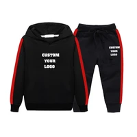 custom logo tracksuit children boys girls casual hoodies and pants two pieces set sportwear suit kids teen clothes bebe outfits