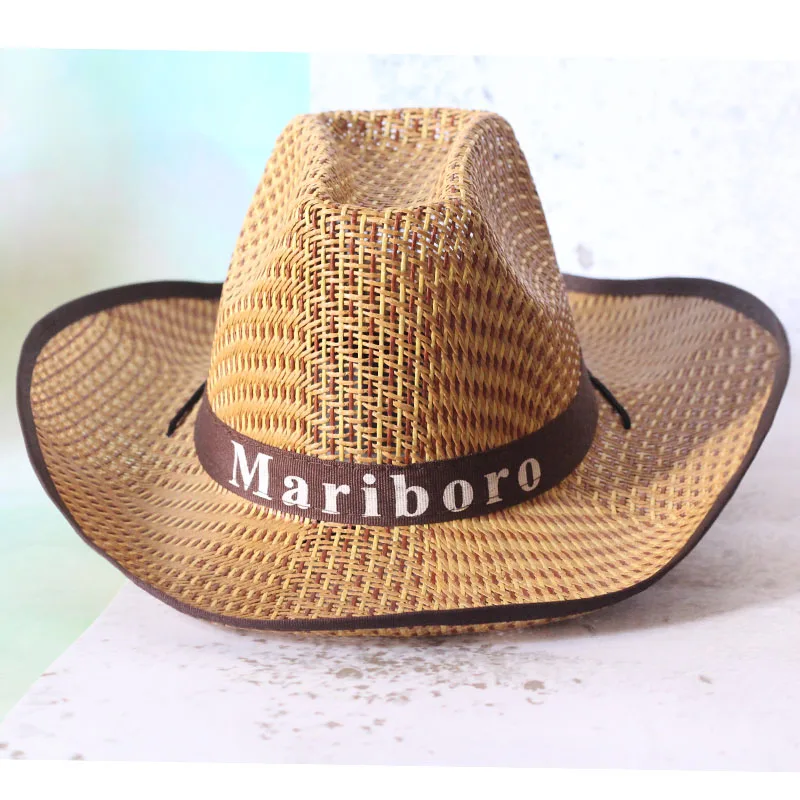 2019 new Summer sun protection hat cowboy Leisure novelty straw men's sunshade shade three grass braided sunhat | Аксессуары для