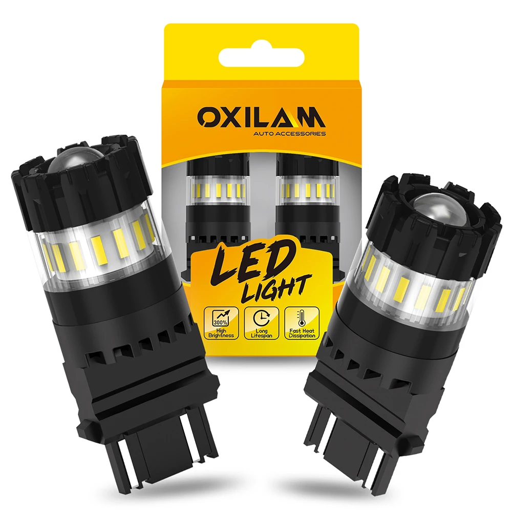 

OXILAM 2x Canbus T25 LED 3157 3156 3057 3056 P27/7W LED Bulbs DRL Car Reverse Lights Brake Turn Signal Lamp 12V Amber White Red