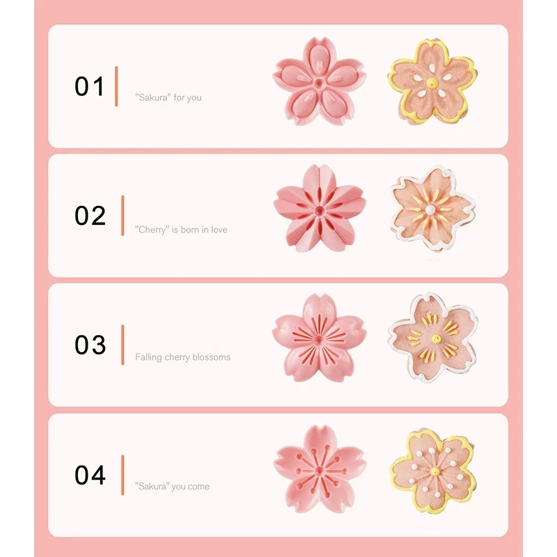 

5pcs/set Sakura Cookie Mold Stamp Biscuit Floral Mold Cutter Pink Cherry Blossom Mold Flower Charm DIY Fondant Baking Tool