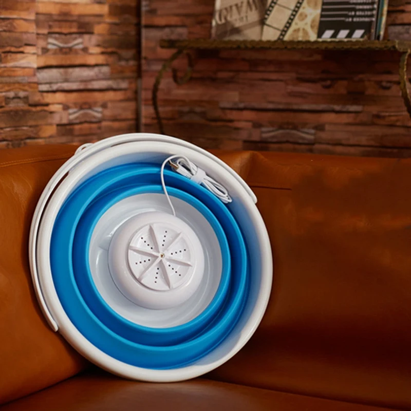 

Foldable Mini Washing Machine Rotating Ultrasonic Turbines Washer USB Charging Laundry Clothes Cleaner