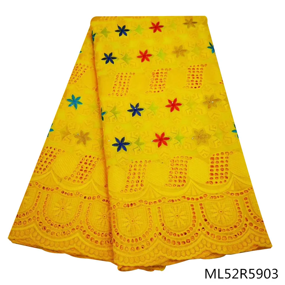 

BEAUTIFICAL yellow cotton lace voile embroidery lace fabrics cheaper african cotton voile lace ML52R59