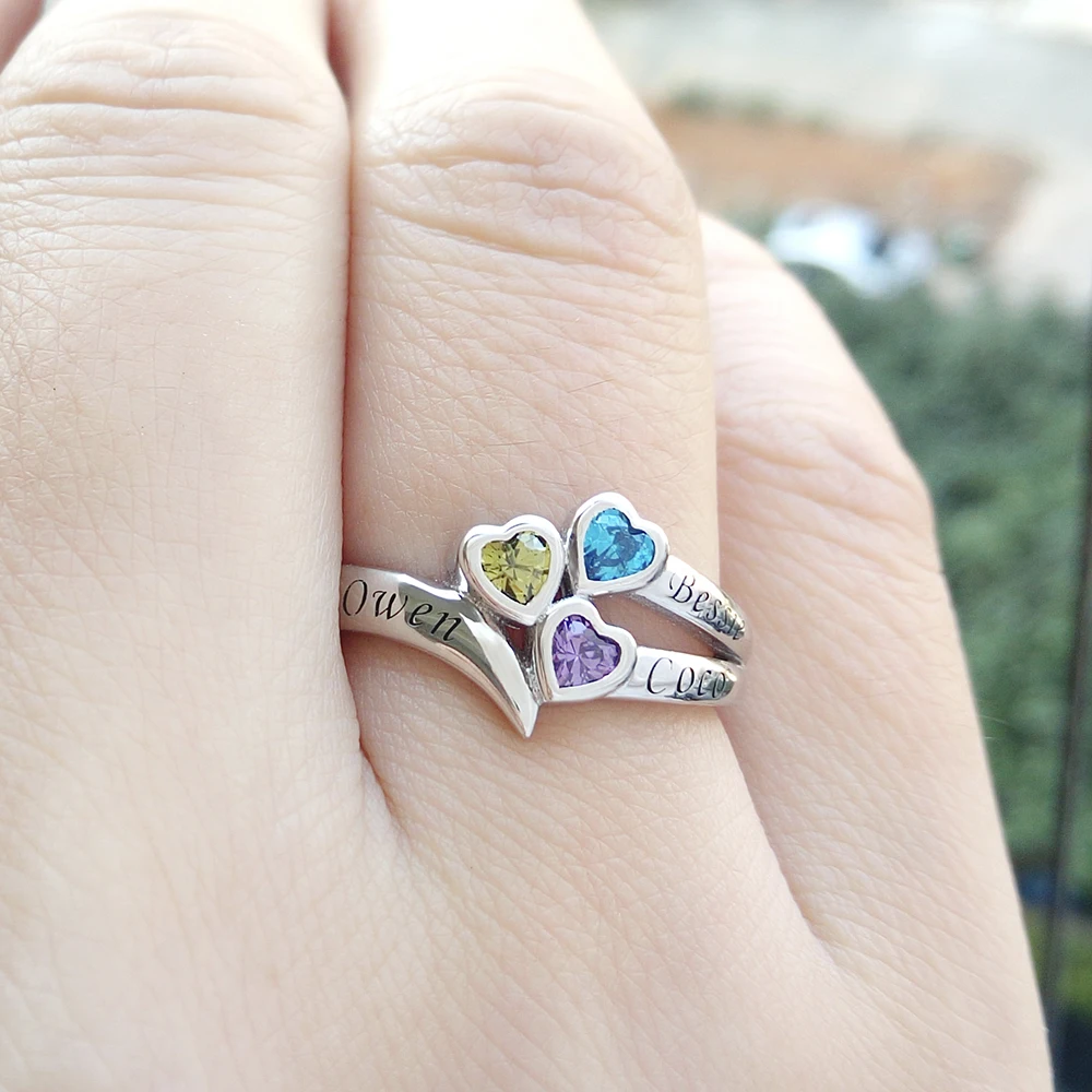 Кольца AIJAJA с камнями по месяцу рождения На заказ из стерлингового серебра 3