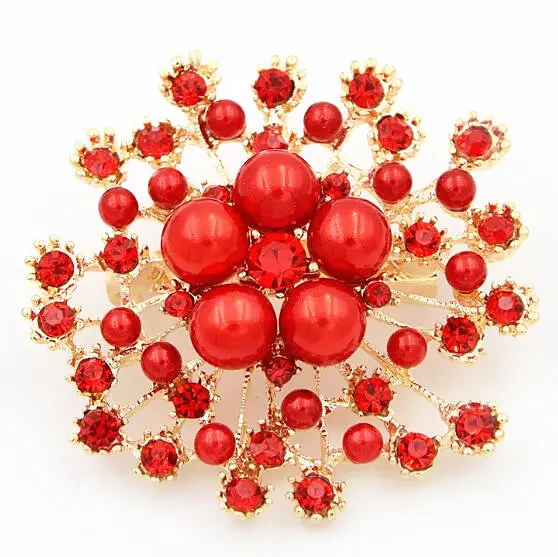 Модный золотой тон! Высококачественный искусственный жемчуг и кристаллы брошь