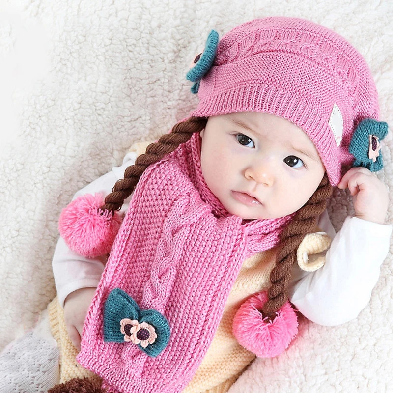 Одежда для мамы и ребенка аксессуары шапки вязаные зимние теплые шарф маленьких