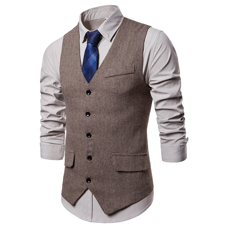 

KB New Arrival Dress Vests For Men Slim Fit Mens Suit Vest Male Waistcoat Gilet Homme Casual Sleeveless Formal Business Jacket