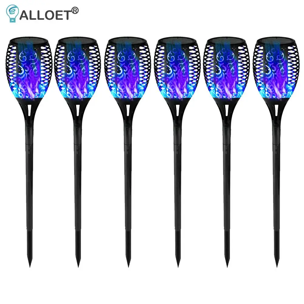 

Уличный светодиодный светильник на солнечной батарее, 4 шт., садовое украшение, мерцающее пламя, s лампа для газона, факел пламени, светильник...