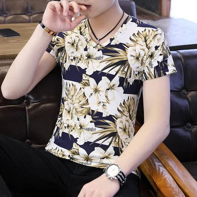 

Men's short sleeve t-shirt summer trend handsome casual half sleeve 3311