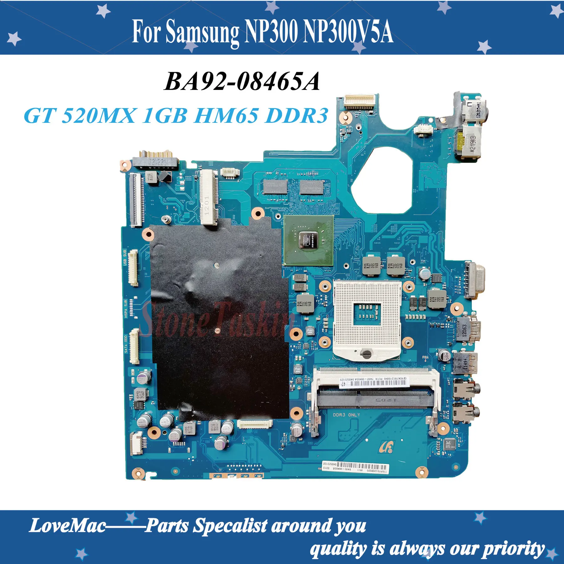 High quality For Samsung NP300V5A 300V5A Laptop Motherboard BA92-08465A GT 520MX 1GB HM65 DDR3 100% tested | Запчасти для