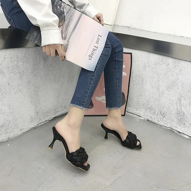 

2021 New Women Brand Summer Slides High Quality Weave Open Toe Flat Casual Slipper Leisure Sandal Female Beach Flip Flops