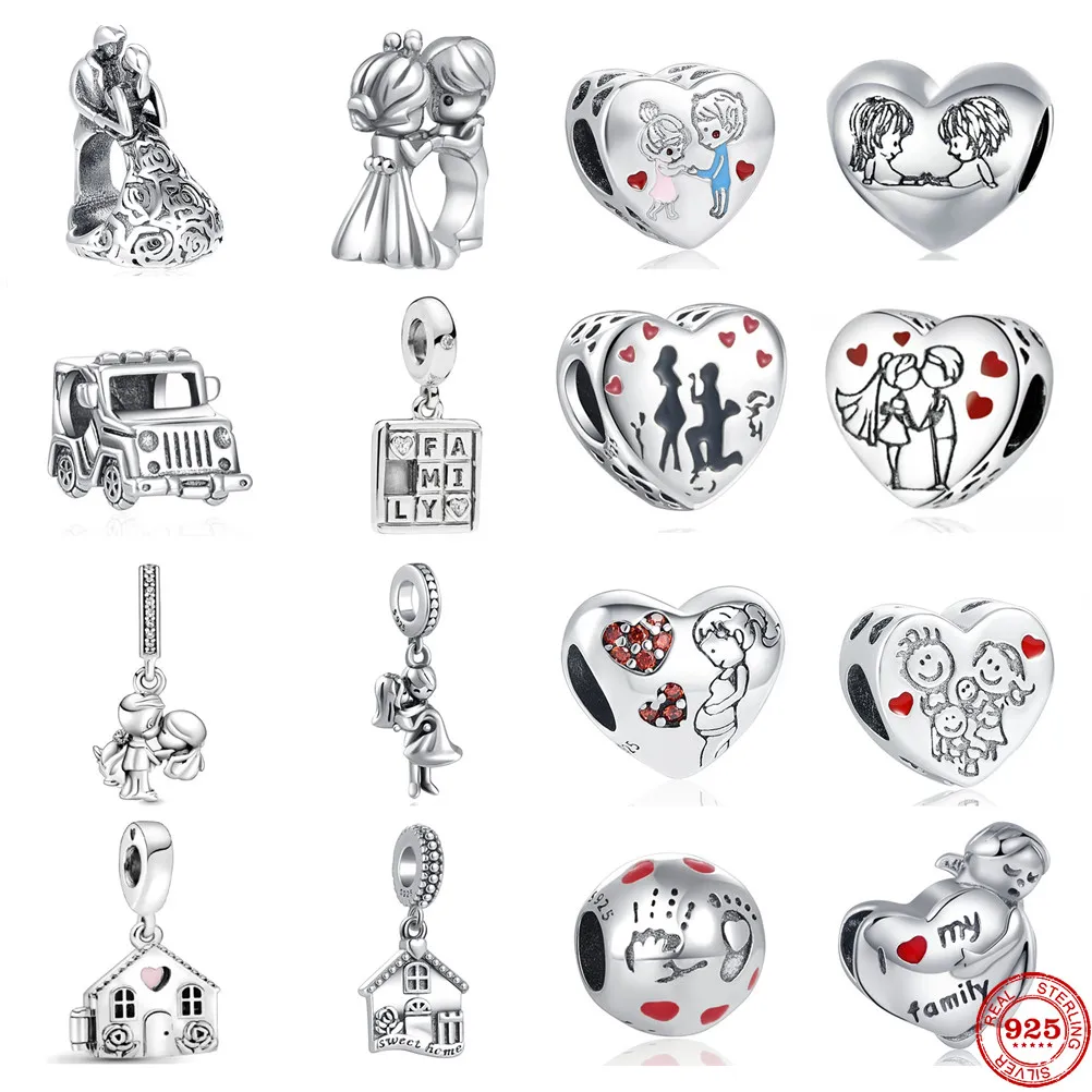 Hot Sale 925 Silver Couples Family Car Wedding Charms Beads Fit Original Bracelet Diy Women Jewelry |