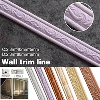 3d pattern sticker wall trim line skirting border decoration self adhesive waterproof baseboard wallpaper for home kitchen