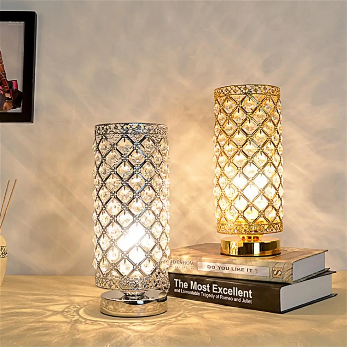 

Crystal Table Lamp Desk Reading Lamp Bedside Nightstand for Bedroom Living Room