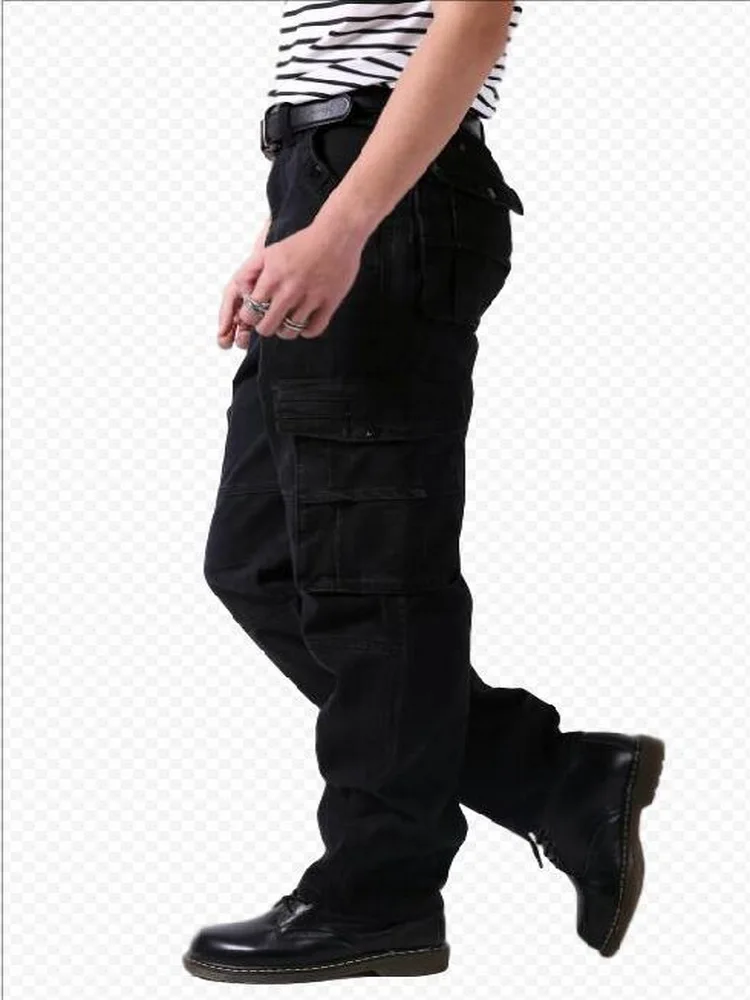Men Jeans Multi-Pocket Cargo Jeans Hip-hop Denim Pants Men's Large Pocket Denim Trousers Increase Men Casual Skate Jeans