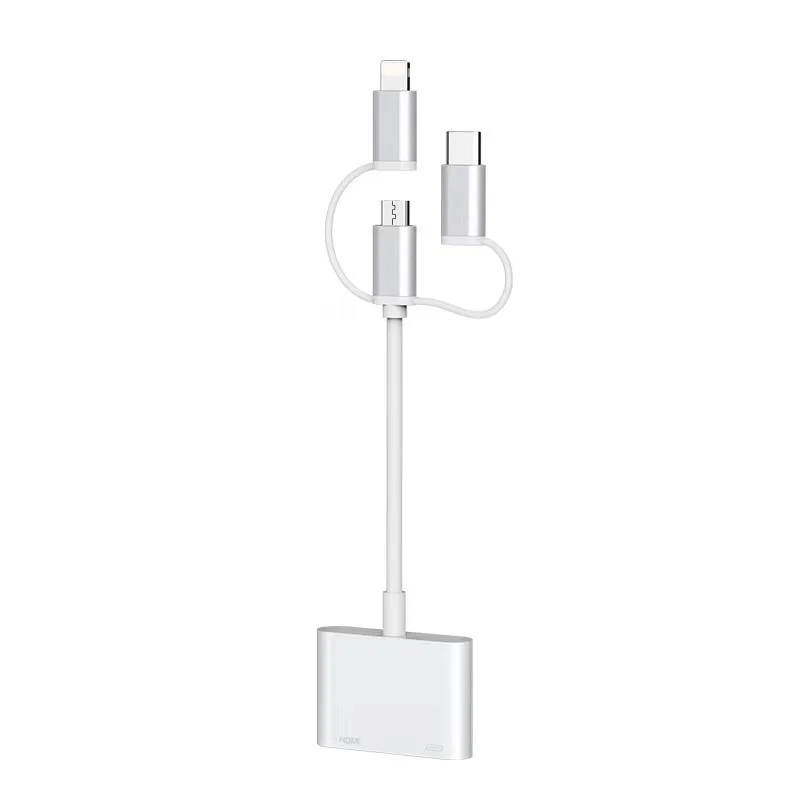 3 в 1 type C Micro USB к HDMI кабель для монитора адаптер iPhone X XS MAX samsung S10 + iOS Lighting Android телефон