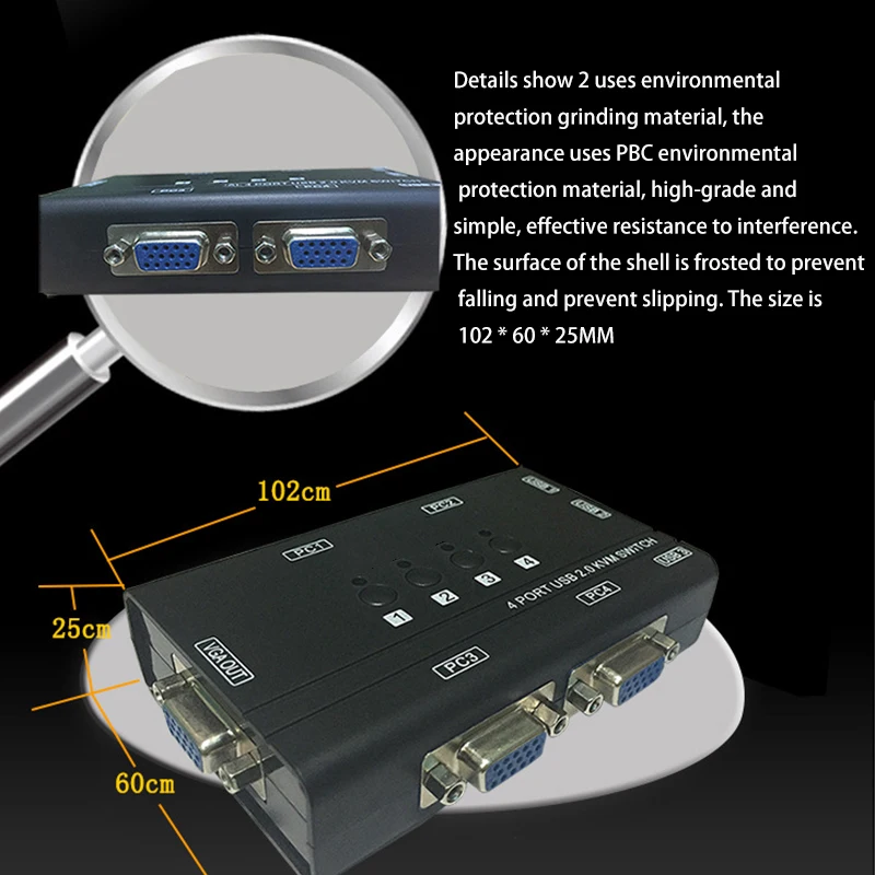 KVM-переключатель USB, VGA, 4 кабеля, 4 порта, для совместного использования 4 ПК, одного видеомонитора и 3 USB-устройств от AliExpress RU&CIS NEW