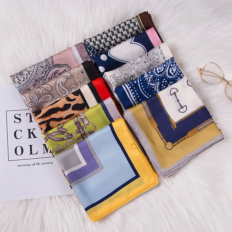 Fashion 70*70cm Square Scarf Hair Tie Band For Date Party Women Elegant Small Skinny Head Neck Silk Drop Ship | Аксессуары для