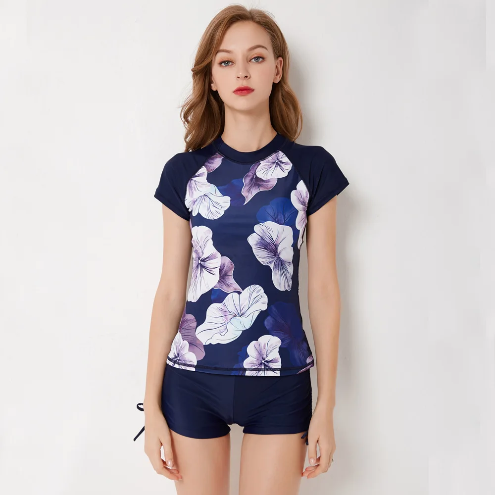 Темно-синий Рашгард для серфинга плюс размер купальники женщин rashgurad купальник с