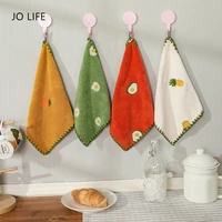 jo life microfiber hand towel embroidery fruit towel kitchen scouring pad absorption quick dry cleaning rag