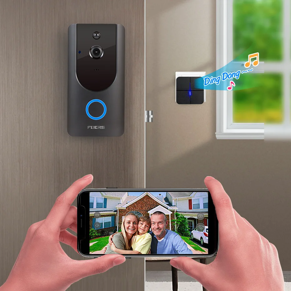 Видеодомофон Fuers умный беспроводной IP звонок с Wi Fi дверной камерой 720P