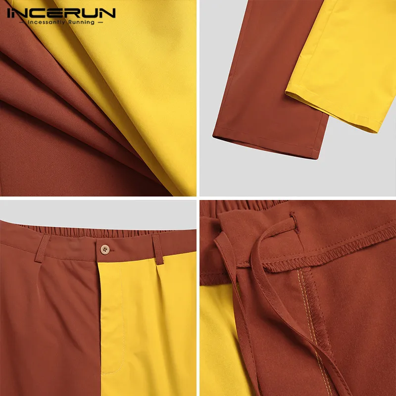 

INCERUN Fashion Men Cargo Pants Patchwork Button Joggers Streetwear Multi Pockets Casual Trousers Men Leisure Baggy Pantalones