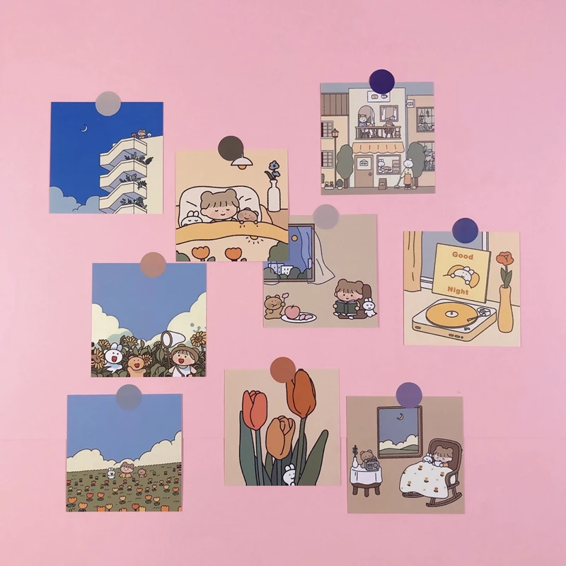 Японская мультяшная Милая карточка с лесной девочкой ручная открытка