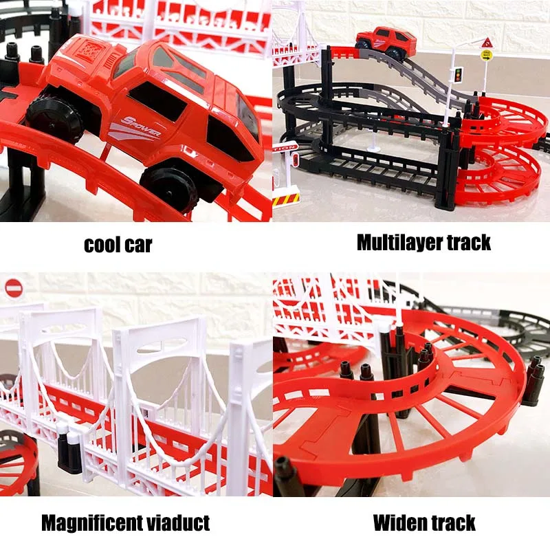 Электрический гоночный вагон многоуровневый Расширенный трек железная дорога
