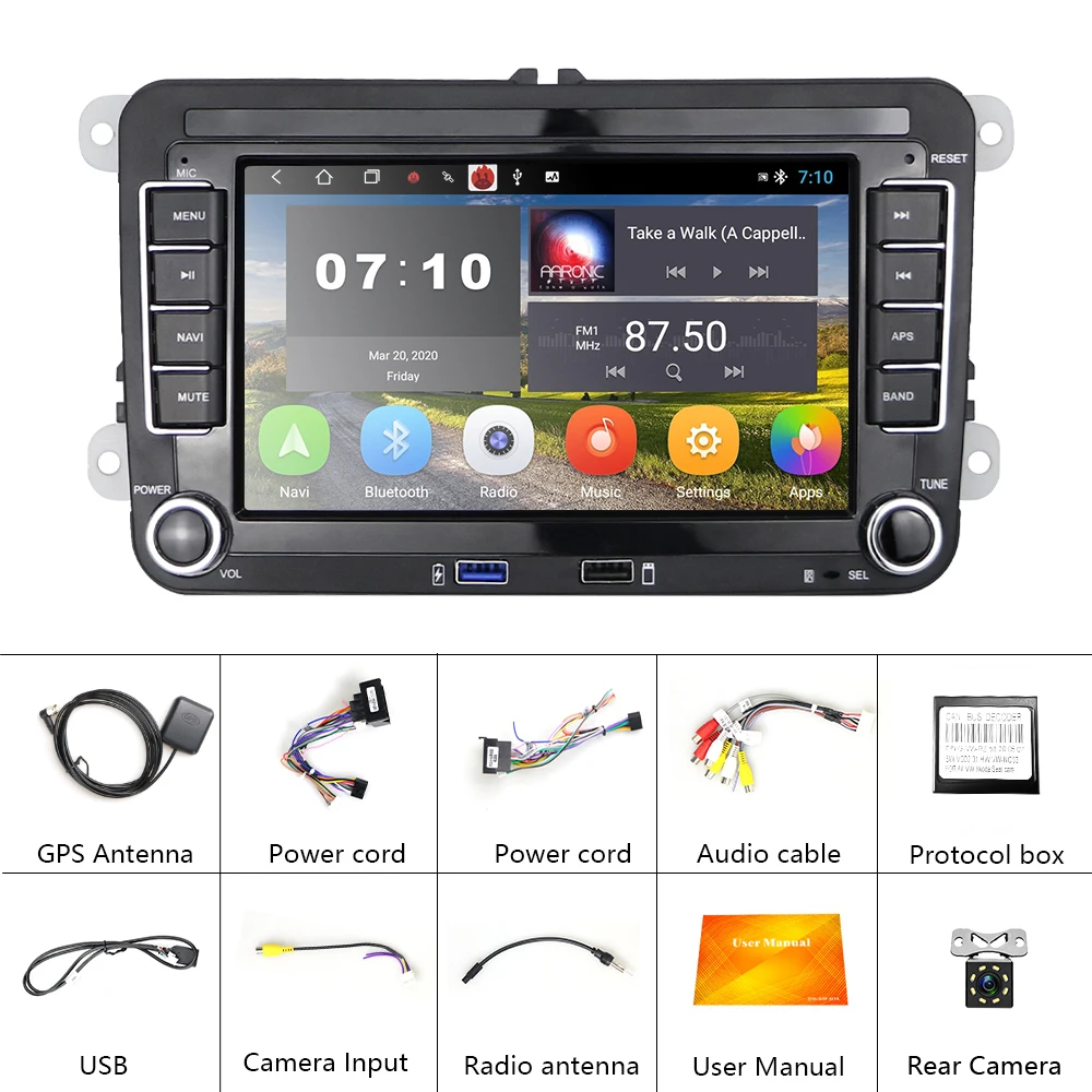 $98.59 Podofo 2Din Android Car radio 2+32G Car Multimedia For Volkswagen Skoda Octavia golf 5 6 touran passat B6 polo tiguan jetta yeti