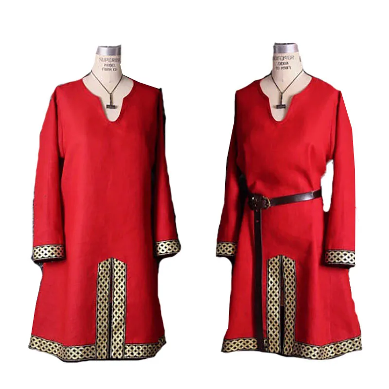 Взрослая Мужская средневековая туника рубашка костюм в стиле викинга пирата