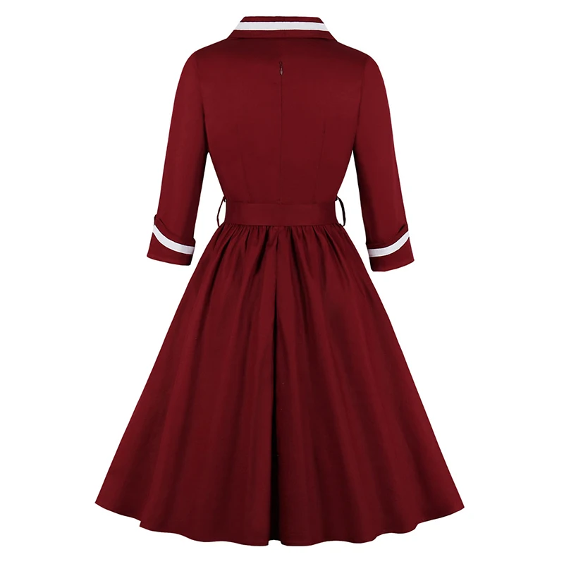 

VICABO 4XL Long Sleeve Women Red Dress spring 2020 Fashion Sexy V Neck Vintage Elegant Big Hem Dresses Female Sashes Vestidos