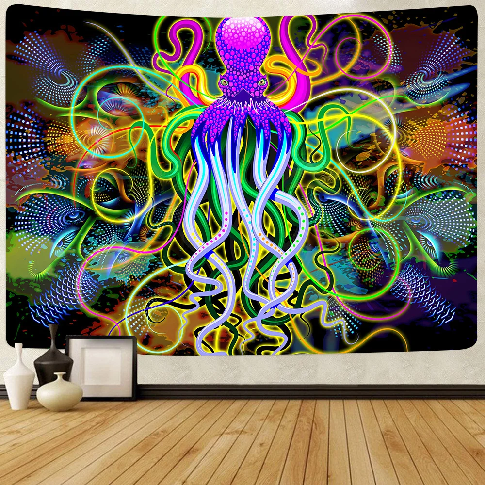 

Psychedelics Octopus Tapestry Whales with Sea Animal Decor Beach Towel Wall Hanging Tapestries for Living Room Decor