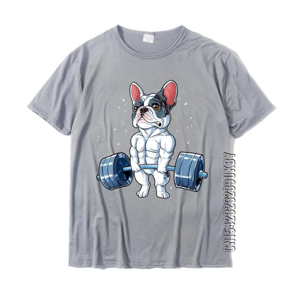 Bulldog francese sollevamento pesi divertente Deadlift uomo Fitness palestra T-Shirt TShirt ultima maglietta da ragazzo in tessuto di cotone carino Casual