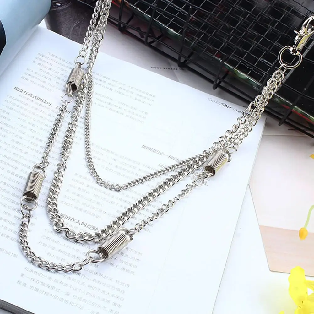 2 3Layers Рок Панк крюк брюки талия звено ремень цепь металлический кошелек серебро