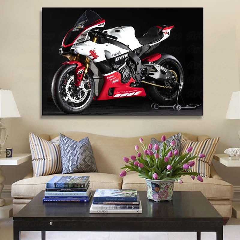 Современная Художественная Картина на холсте Superbike Yamahas YZF R1 GYTR 20 юбилей настенные
