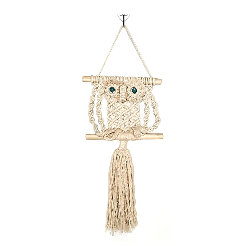 

Pendant Hand-Woven Owl Primary Color Cotton Rope Wall Hanging Decoration Home Bedroom Tapestry Decorative Gift