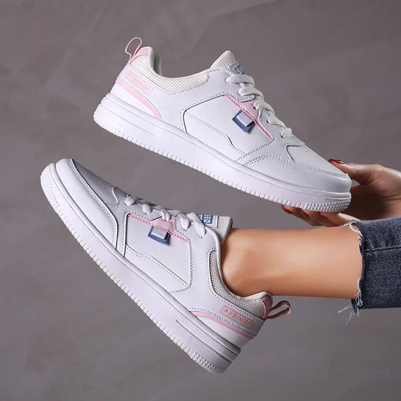 

2021 Autumn Women Sneakers For Women Fashion Breathble Vulcanized Shoes Woman Pu leather Sport Shoes Women Lace up Casual Shoes