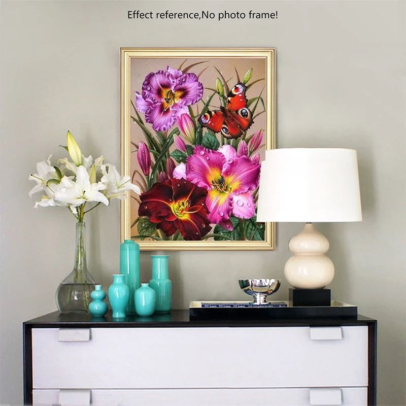 

5D DIY Flower Diamond Painting Cross Stitch Full Square Round Drill Embroidery Colorful Handmade Home Room Wall Decor Craft