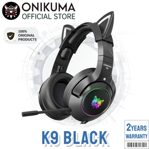 onikuma k9 black cute cat ear headphone with mic cute gaming headset with mic and noise cancelling headphone gaming with led lig free global shipping