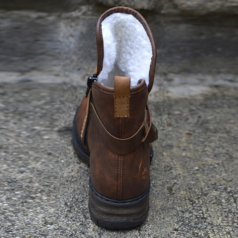 Женские ботинки из искусственной кожи Зимние повседневные короткие до середины